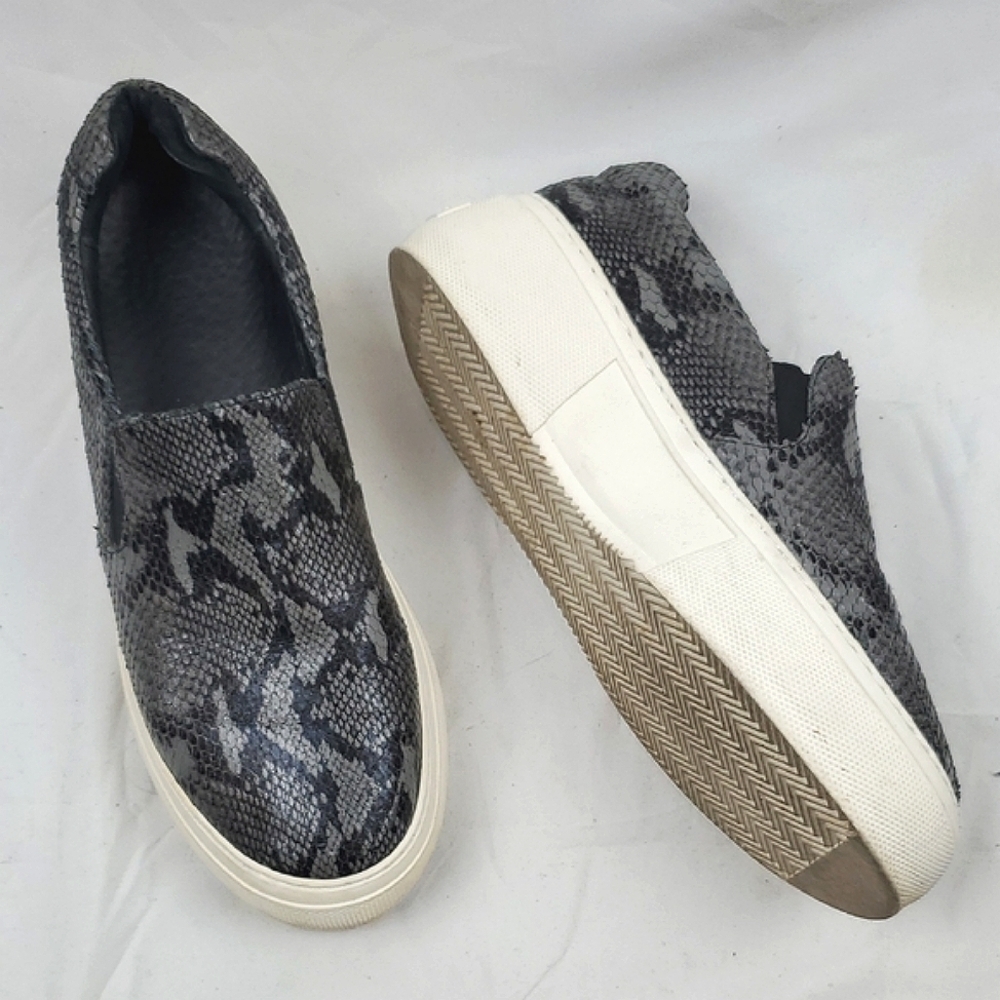 J/Slides Cleo Platform Leather Snake‎ Embossed Slip On Sneaker